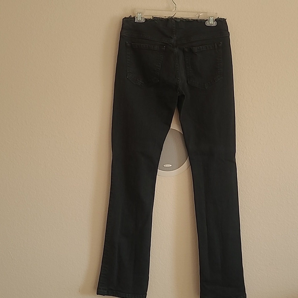 Frame Film Noir Distressed Black Frayed Waist Fromt Slit Jeans Size 27 - Picture 5 of 10